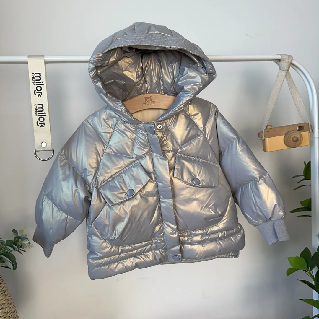 2712【羽绒服】米乐熊男女宝宝加绒外套儿童冬季新款连帽保暖免洗