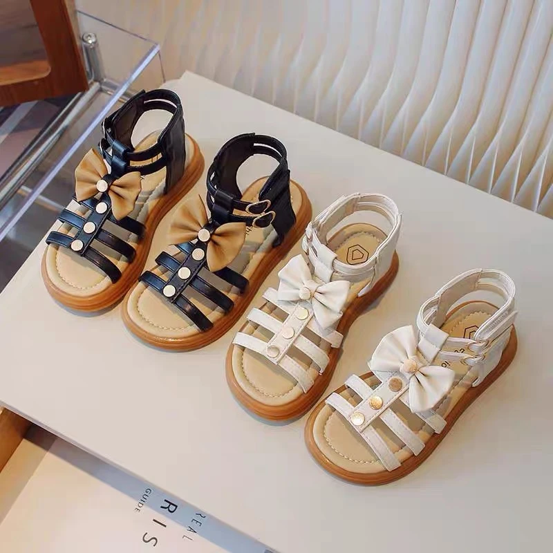 女童凉鞋2025年夏季新款女童蝴蝶结公主凉拖韩版儿童罗马凉鞋