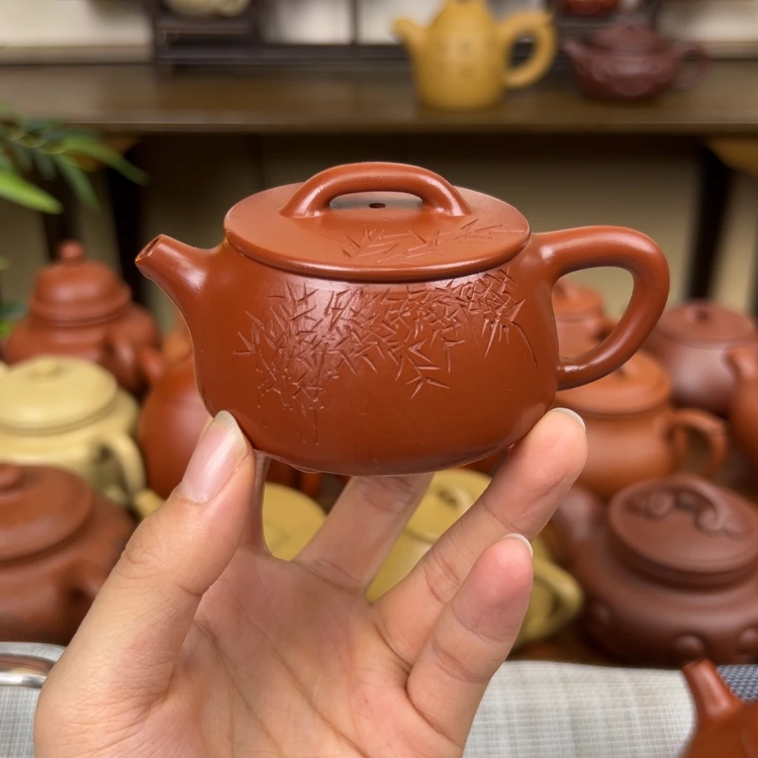 紫砂茶壶紫砂壶高石瓢朱泥100cc全