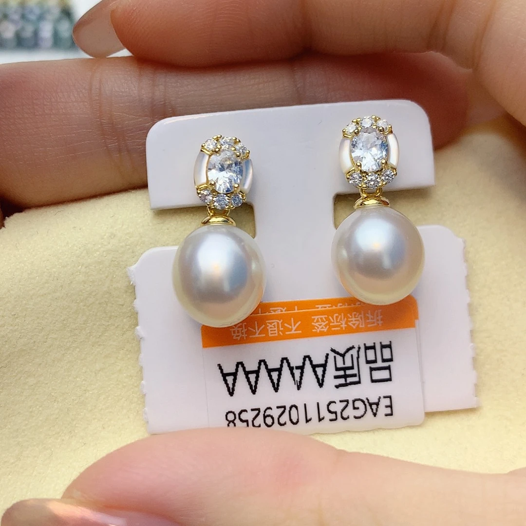 耳饰海水珍珠银S925镶嵌W17
