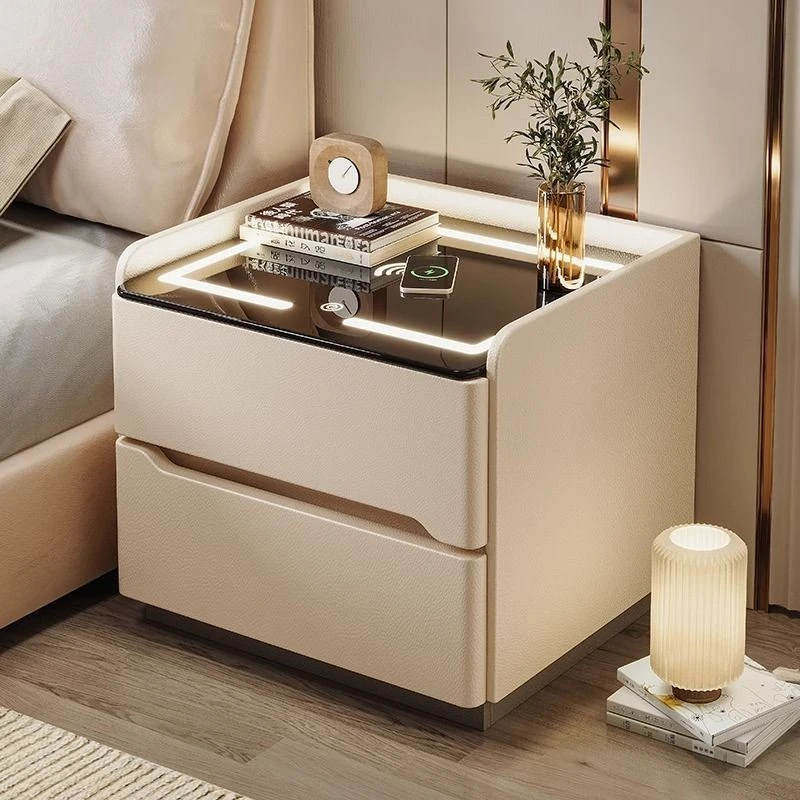 智能床头柜实木新款轻奢高级家用无线卧室简约现代床边柜床边收纳