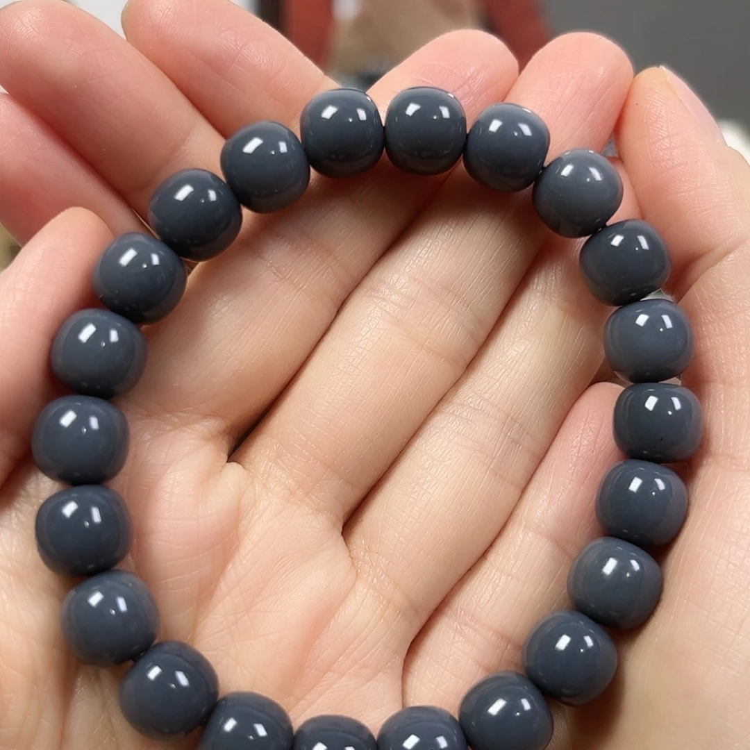 大***H和田玉未镶嵌手串卡10老形珠