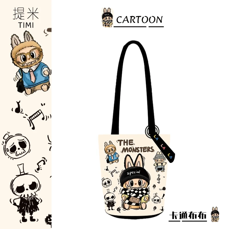 可爱动漫噗噗公仔2025款女包斜跨包流行帆布袋子百搭帆布包包女