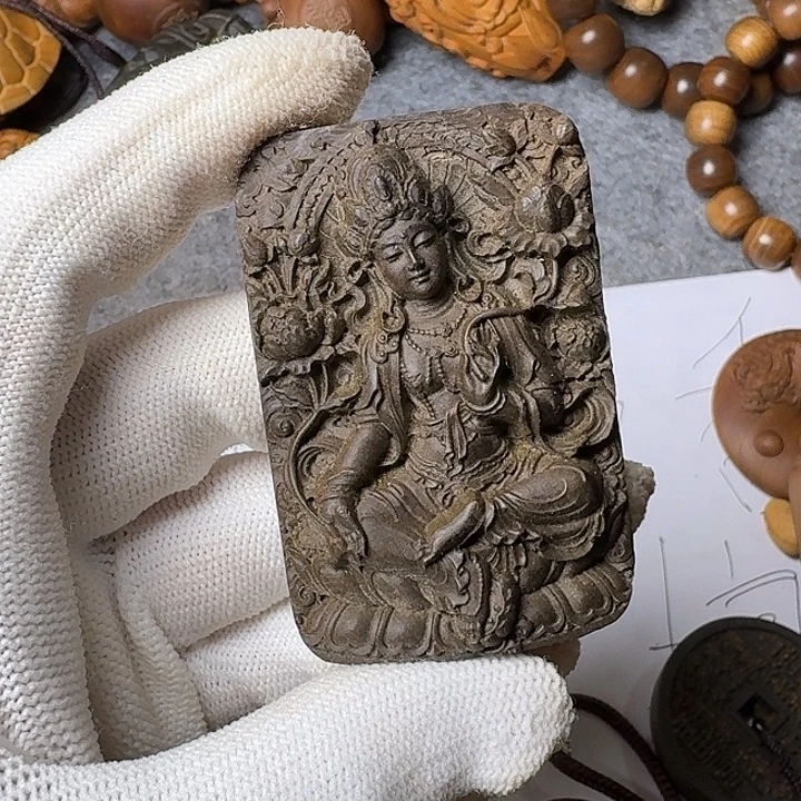 如***爷檀香木手串/手链老山檀香阴沉横纹度母吊坠