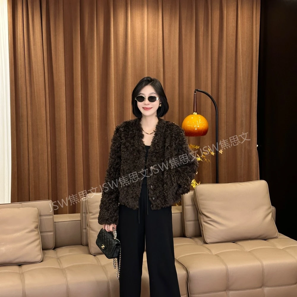 福利款 冬季时尚轻奢百搭皮毛一体毛毛外套YCJ2410152