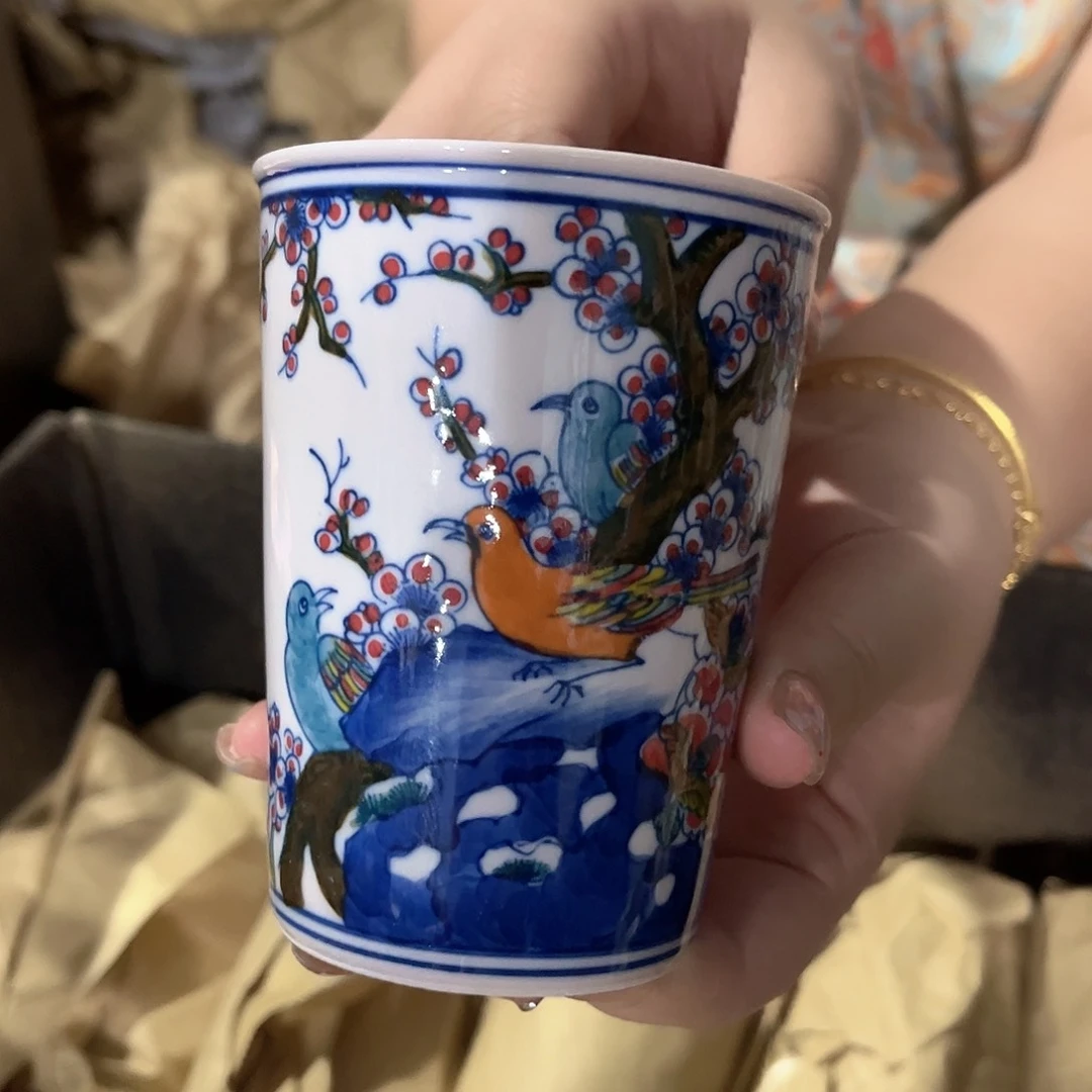 摆件////景德镇陶瓷杯子。红。