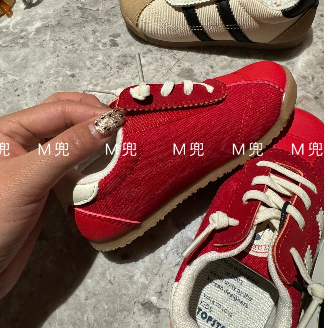 ts儿童德训鞋小童红色板鞋春秋男童女童帆布鞋软底宝宝阿甘鞋