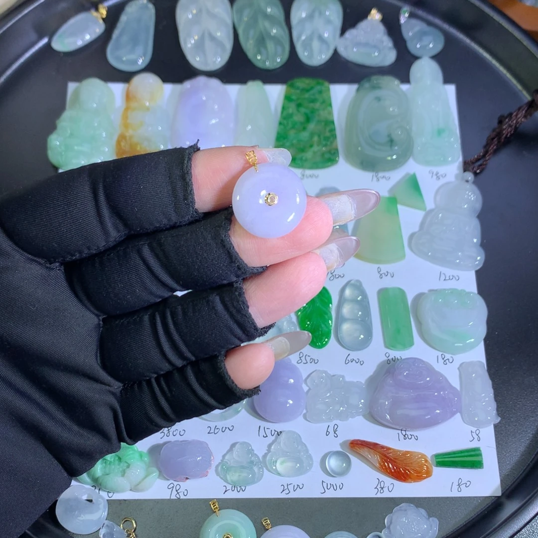 翡翠18K金镶嵌吊坠(不含链)紫扣