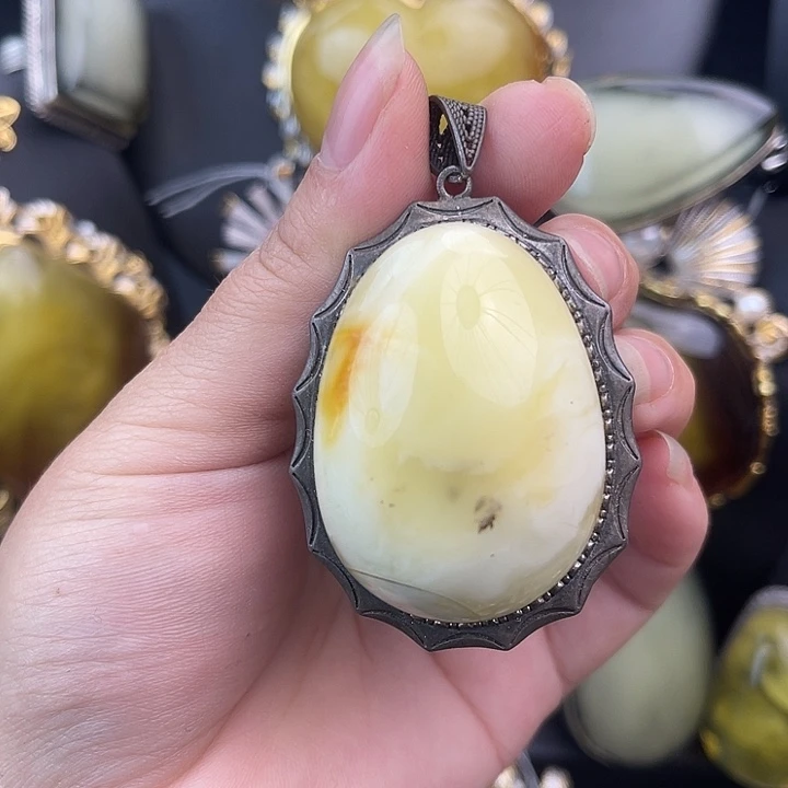 琥珀银S925镶嵌裸石