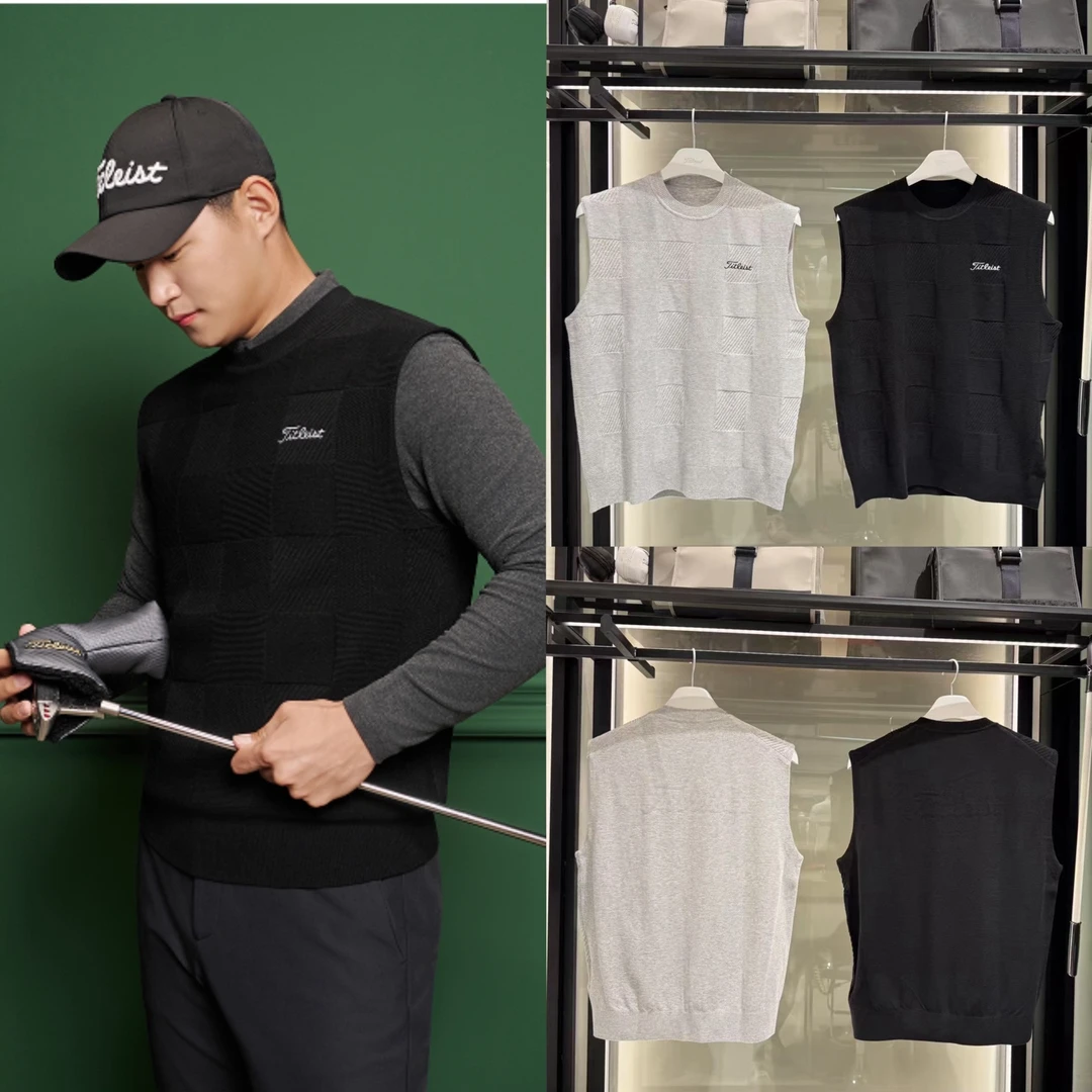 T家外贸原单25新款秋冬高尔夫服装男士针织马甲百搭时尚弹力修身