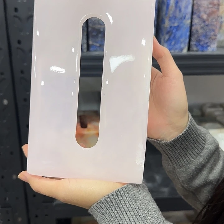 玉6619粉玉纸巾盒微瑕不退不换