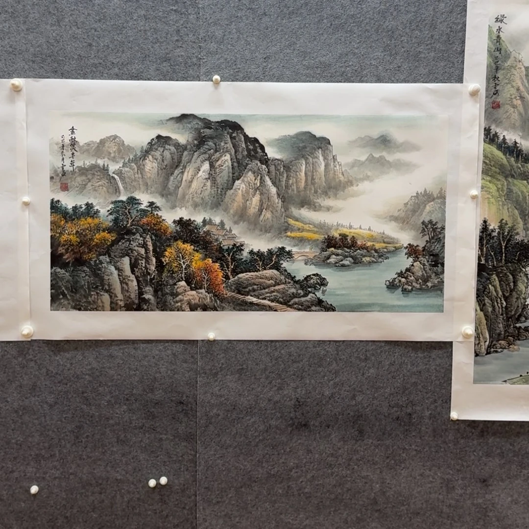 国画三尺整山水作品哈哈哈