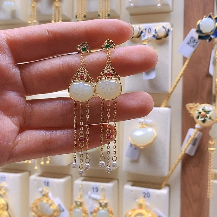 和田玉颈饰银S925镶嵌