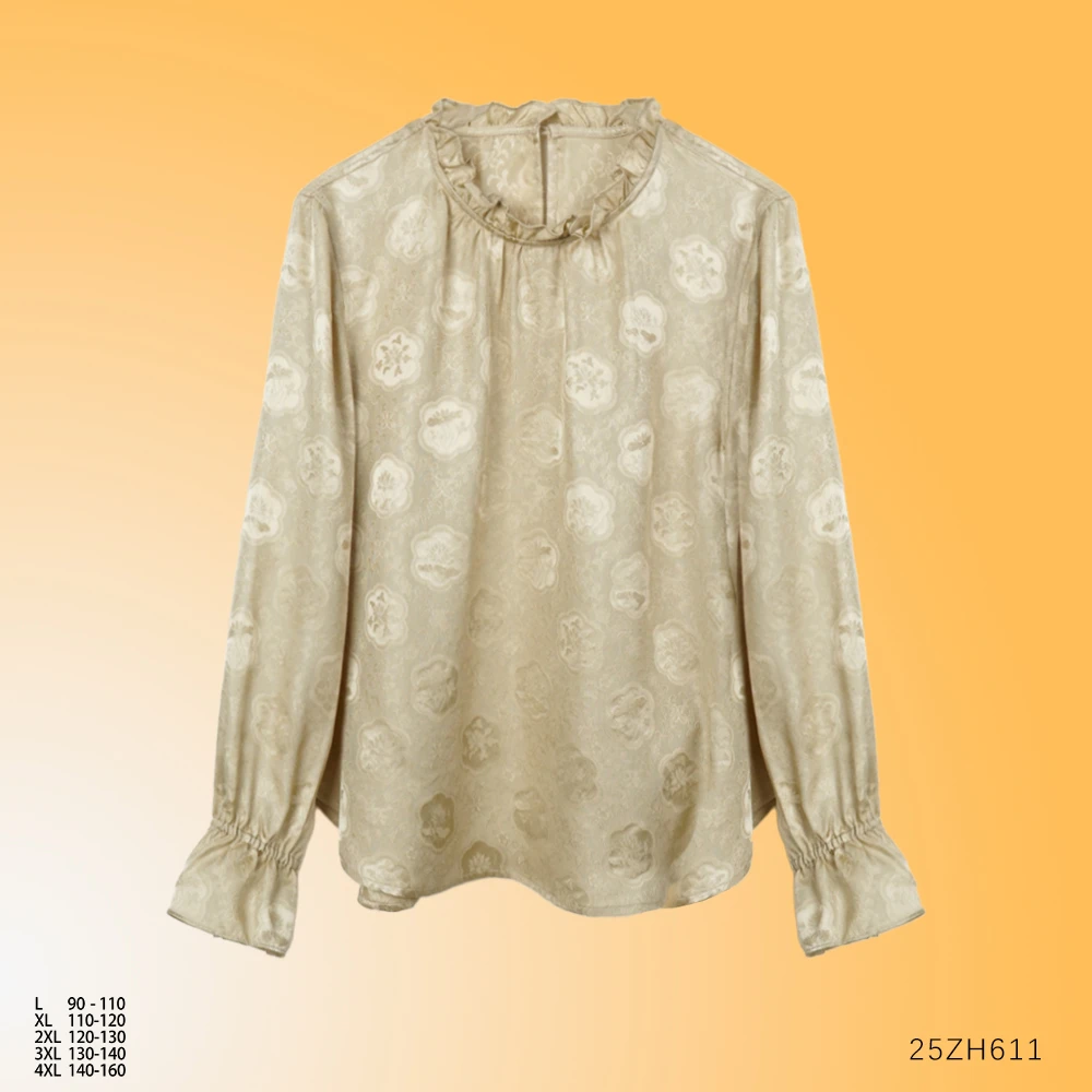 Li 2025新款中式国风女优雅时尚透气长袖小衫上衣25ZH611
