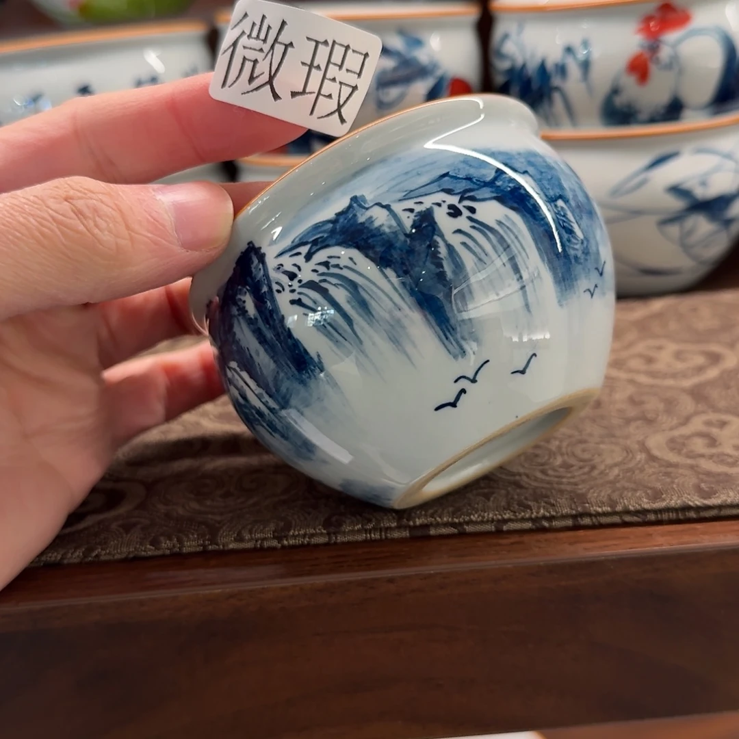 釉下手绘茶具微瑕