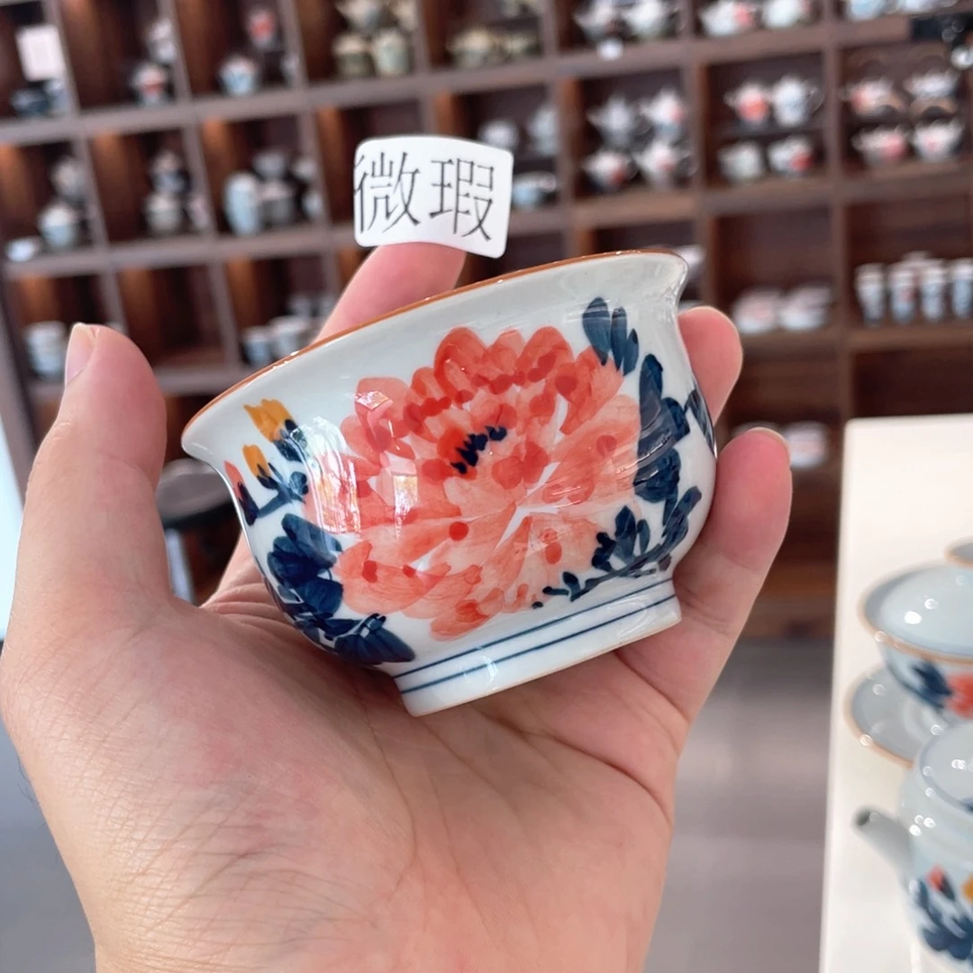 釉下手绘茶具微瑕