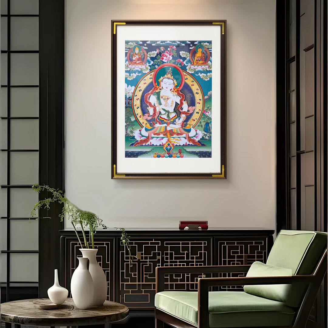 新中式金刚萨埵皮革肌理挂画家用佛像菩萨装饰挂画客厅金刚萨5070