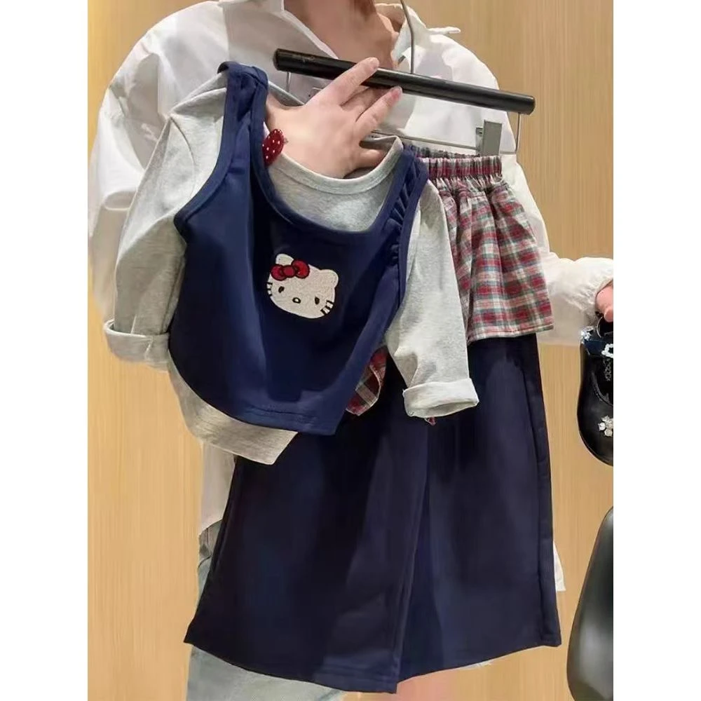 56140【三件套】女童秋新款时尚百搭休闲韩版洋气时髦吊带打底裤子