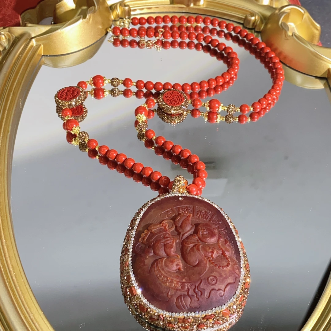 铜合金合成锆石项链 TTSD 棕色财神佛时尚潮流百搭款毛衣链 7284