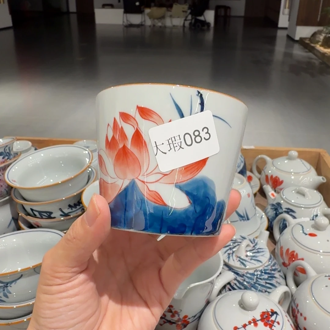 釉下手绘茶具微瑕