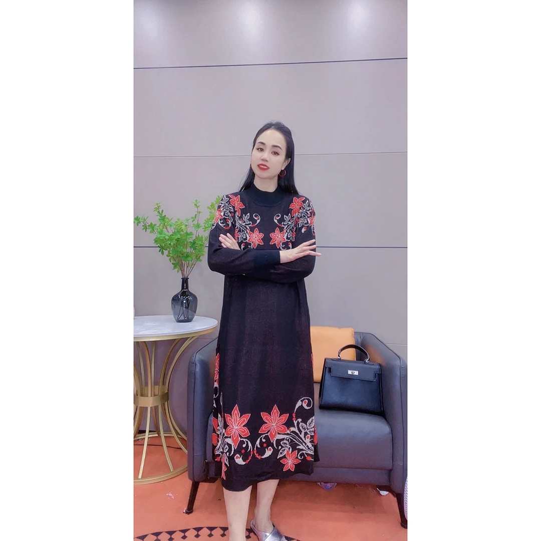 3705 新款高端洋气显瘦针织大码连衣裙