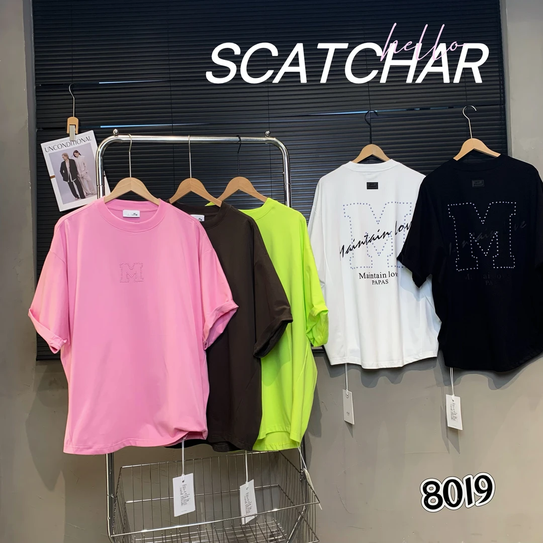 【杨少华服饰】2025夏季潮牌简约立体字母印花圆领高档时尚T恤8019