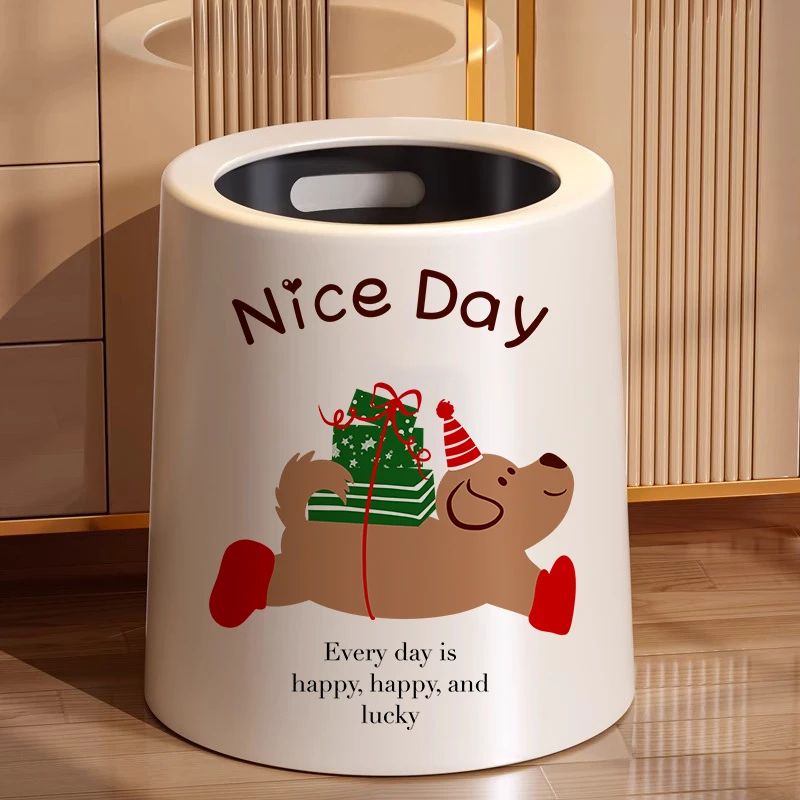 可爱家用垃圾桶简约北欧风复古双层带盖收纳纸篓浴室卧室新款纸篓