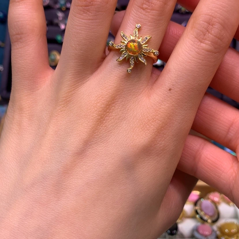 【闪购商品】欧泊戒指款式银S925镀金镶嵌