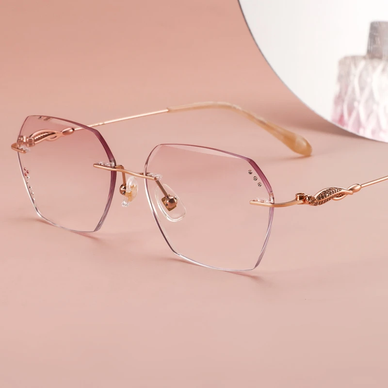 【镜格格】大框高档订制切边无边框近视眼镜女高级感---0623+4U