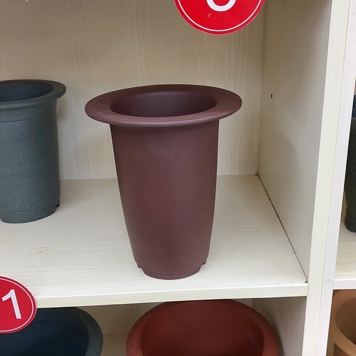 紫砂花盆娅*a喇叭口金钟紫茄1小束腰青段1