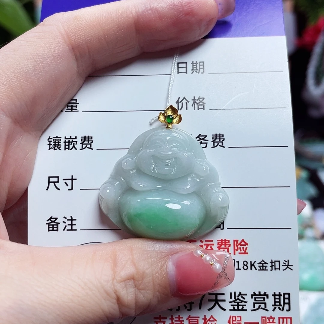 翡翠18K金镶嵌颈饰佛公28