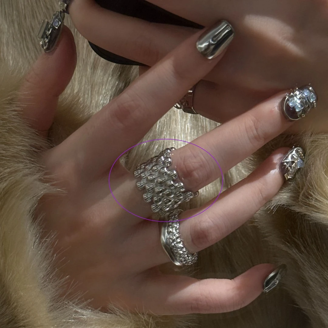 RYADAI SPAPK IN THE QUIET 925银戒指 设计款 | 波点酷飒宽戒 |