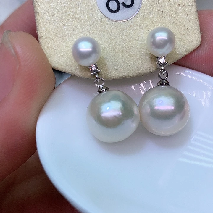 银S925镶嵌耳饰淡水珍珠