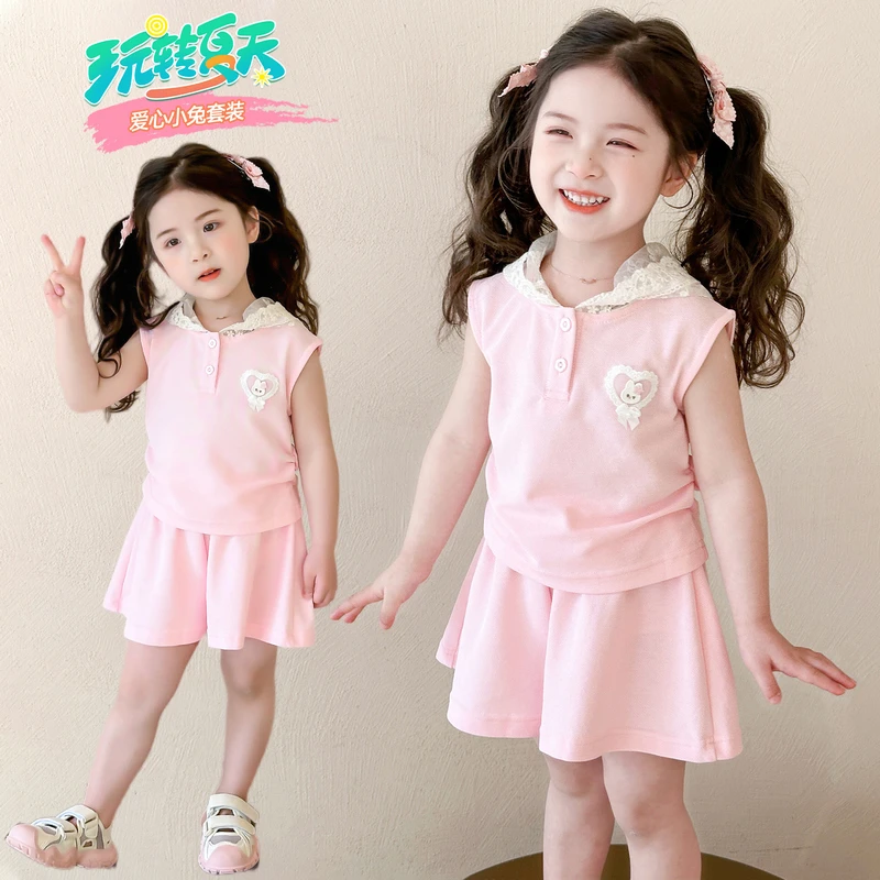 女童夏装背心短裤套装2025新款儿童休闲时髦两件套宝宝纯棉薄衣服