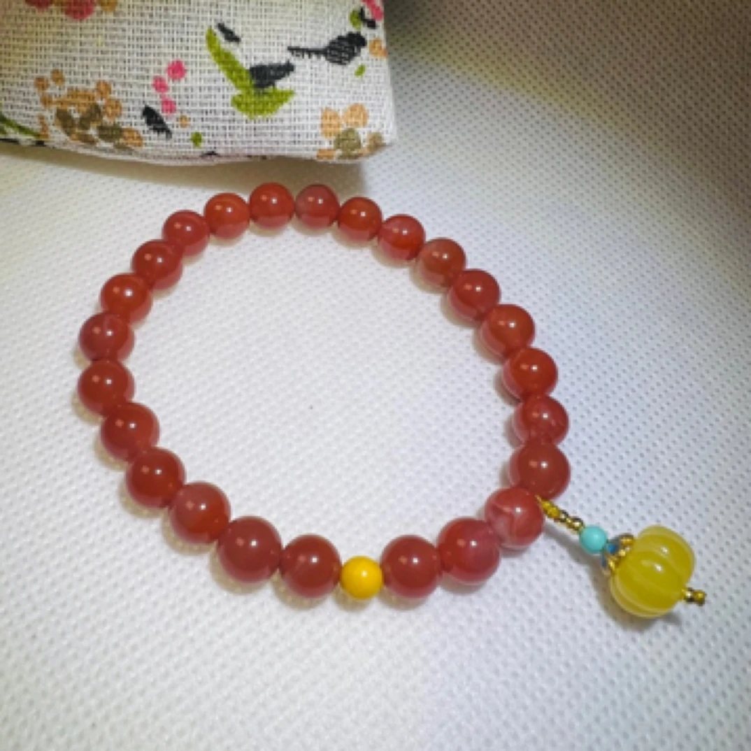 天然南红玛瑙中式国风复古百搭手串（樱桃红色）