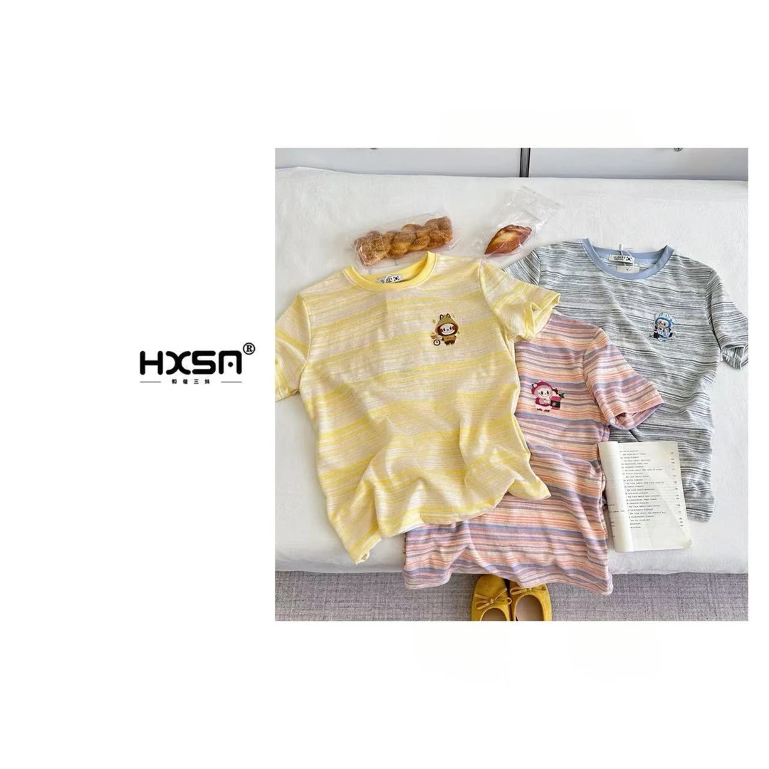 （现）HXSM「拉布布条纹T」夏减龄条纹圆领短袖5519