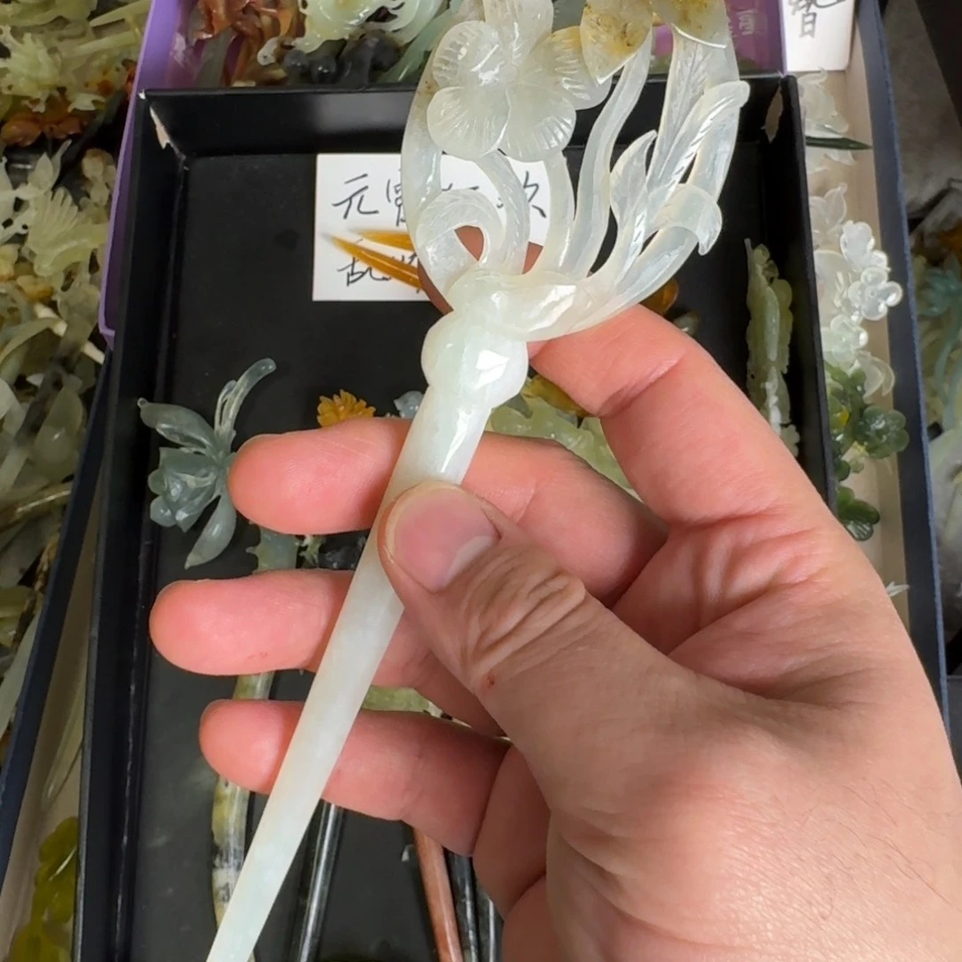 岫玉发饰未镶嵌明君玉簪就是好看
