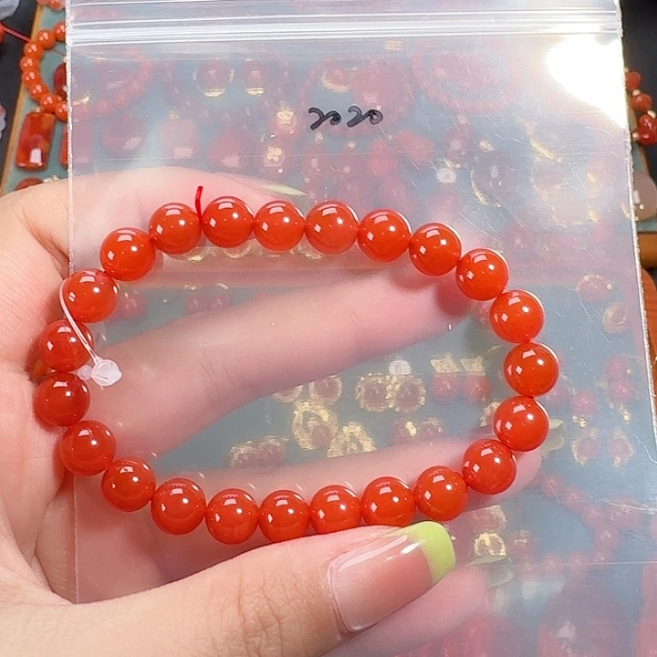 南红玛瑙银S925镶嵌8+