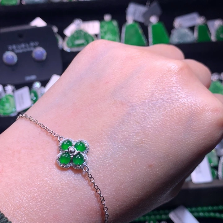 【闪购商品】银S925镶嵌手链翡翠天然翡翠