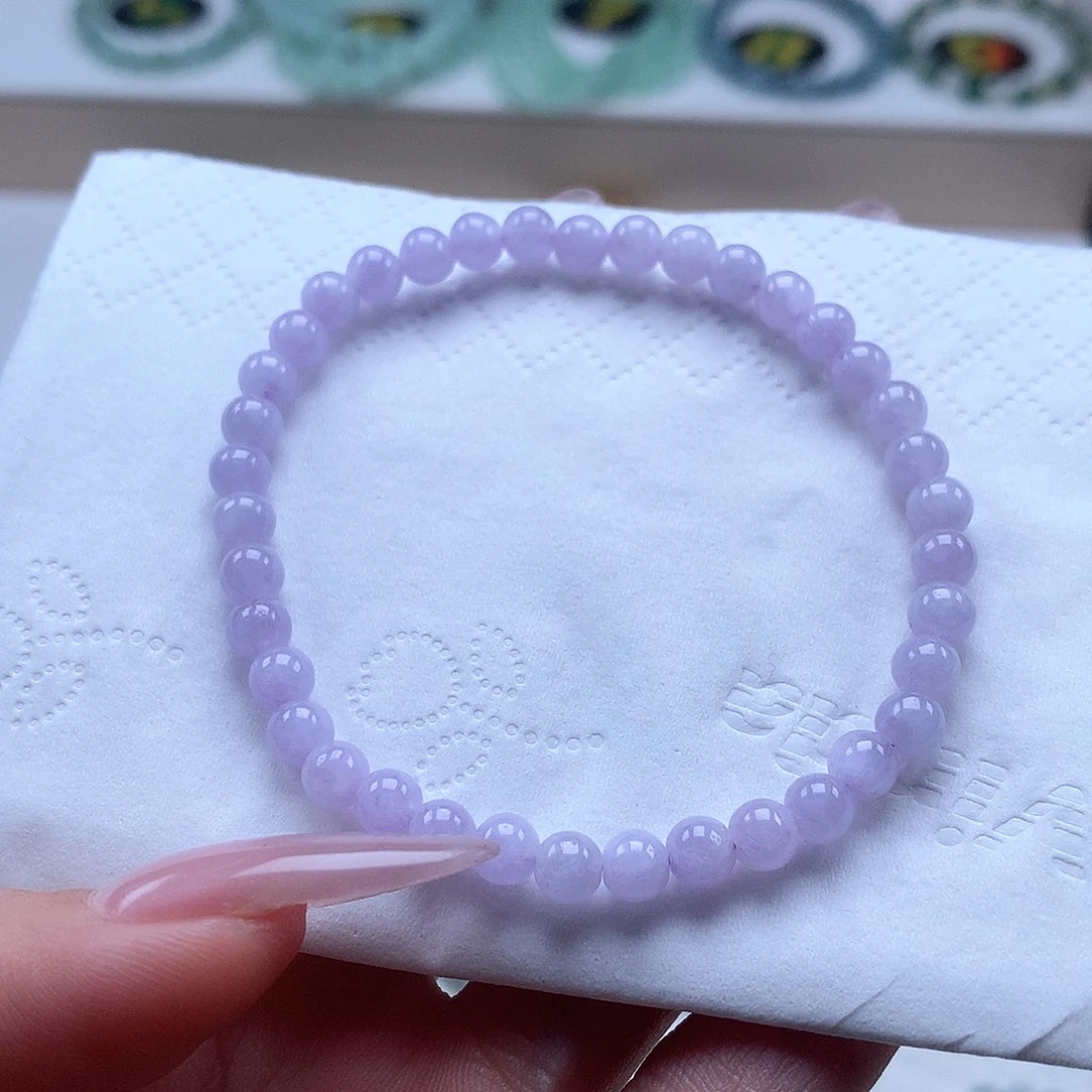 翡翠未镶嵌手串紫珠珠4.7