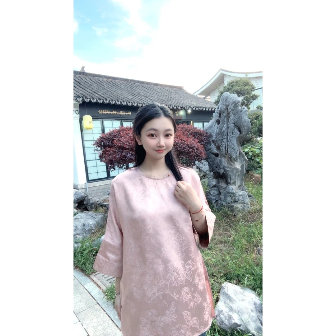 m【69299】新中式中国风国潮时尚女装国风小衫高级感提花设计师版