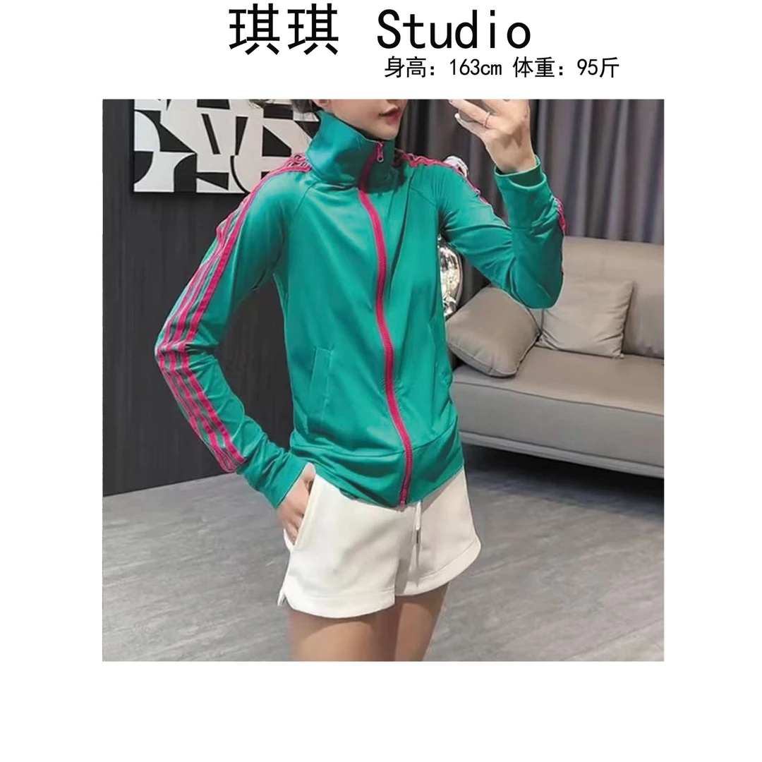 《琪琪家》夏季新款潮流气质时尚拉链拼色袖杠运动防晒外套3262-CS