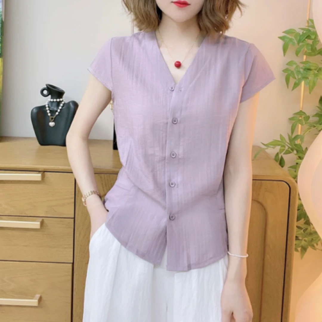 2025夏季新款时尚洋气百搭减龄显瘦设计感女短袖气质T恤上衣#5688