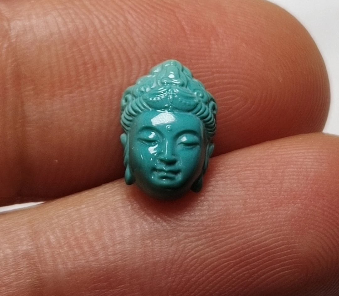 绿松石观音首观音头精工雕刻