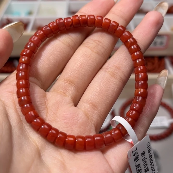南红玛瑙未镶嵌手链原矿南红玫红精工直切6mm