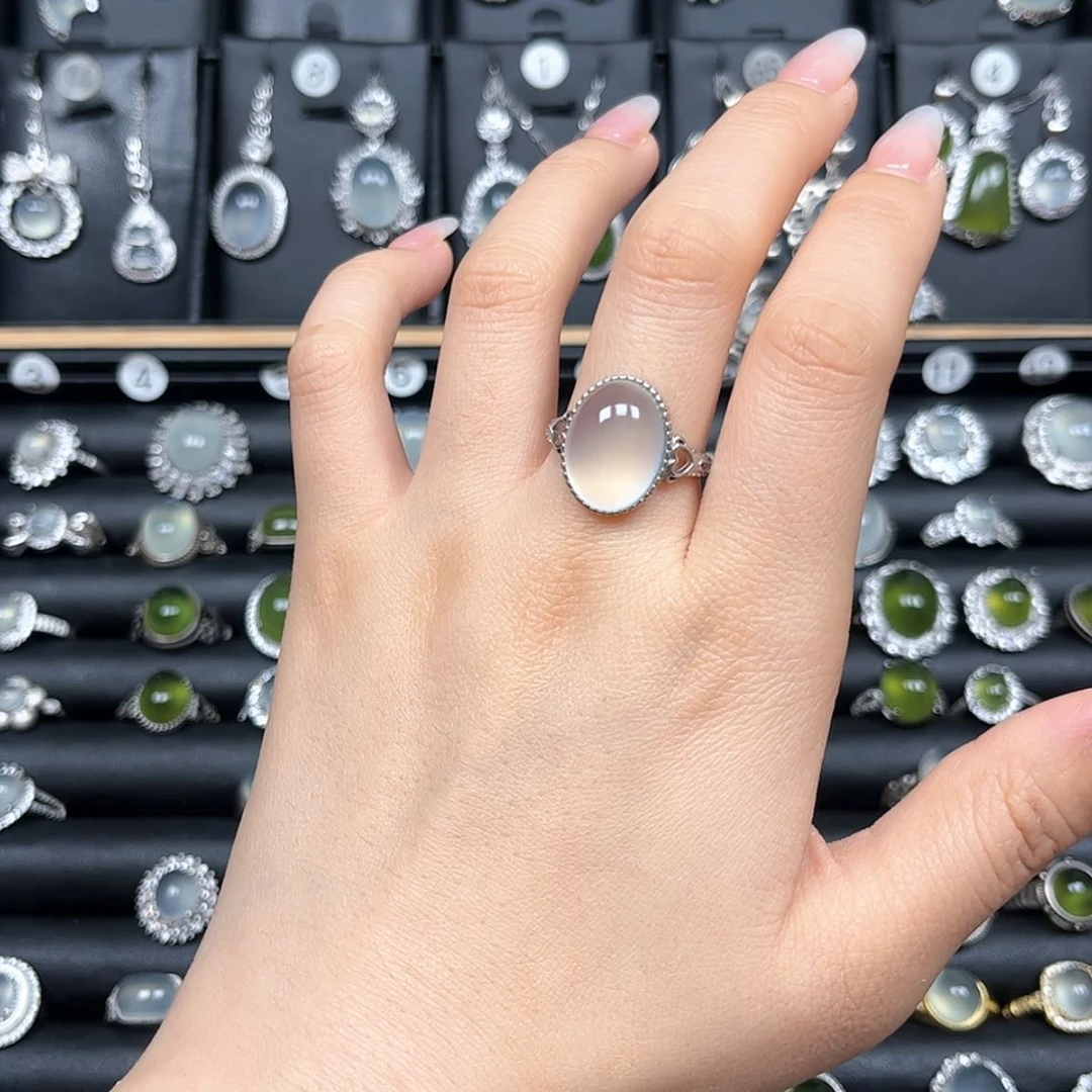 【闪购商品】岫玉戒指银S925镶嵌弓****戉