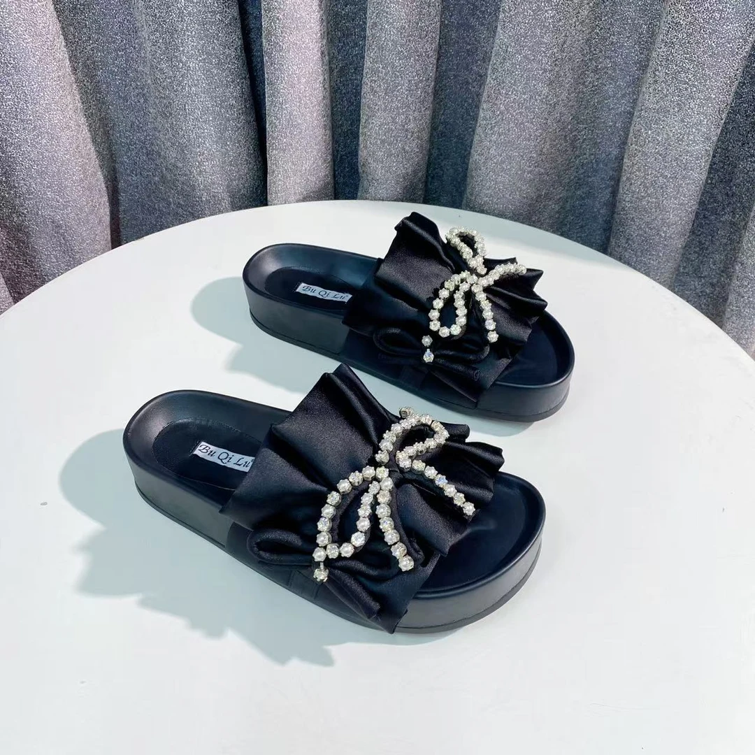 C2923  黑色  夏季时尚高端厚底凉拖鞋