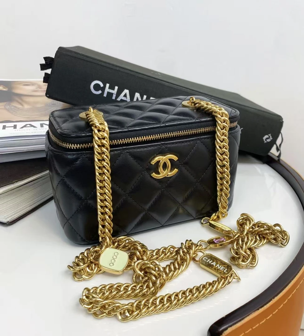 99新 Chanel/香奈儿 多多奢品/香奈儿黑金珐琅链条盒子包/99新