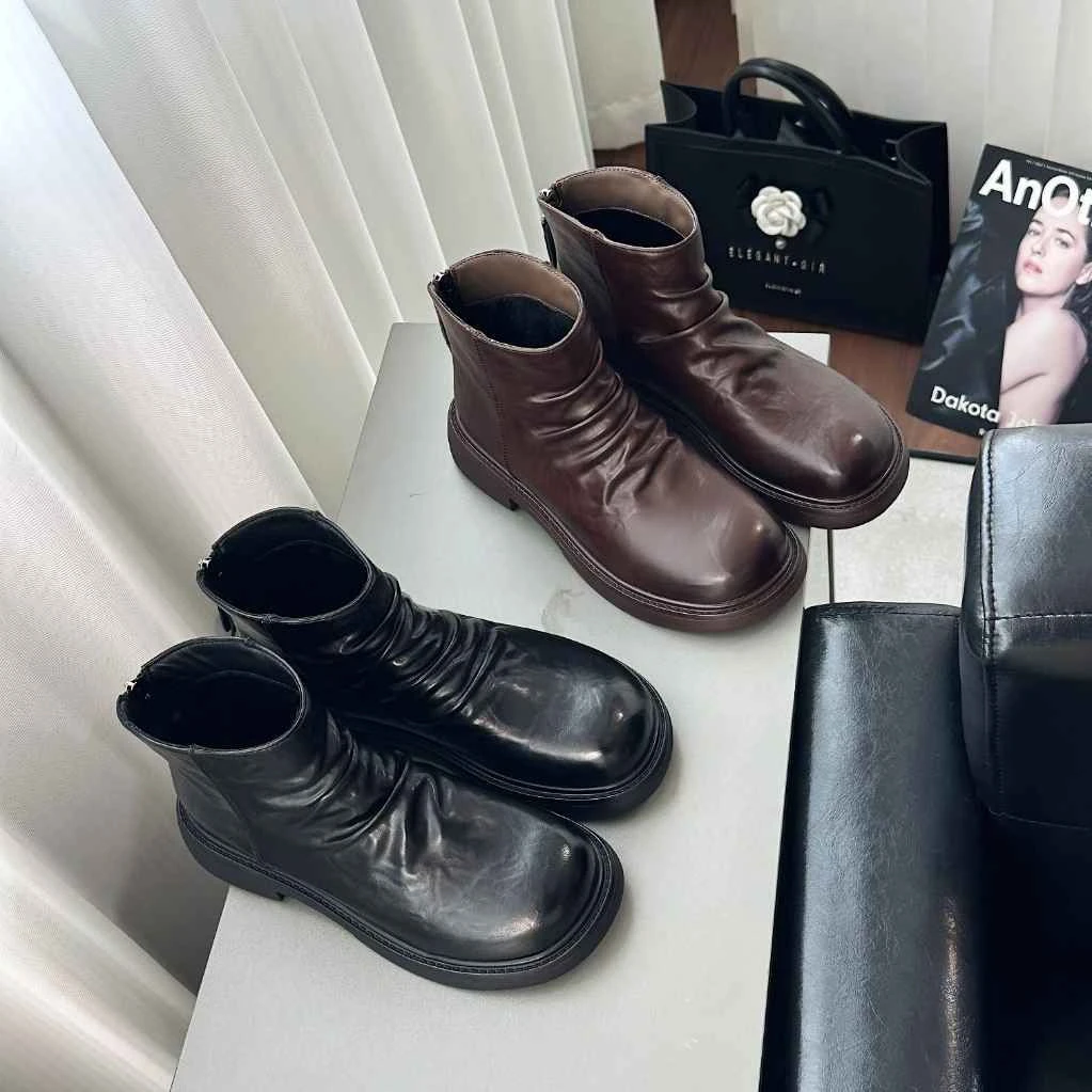 英伦风短靴舒适百搭休闲2025秋冬加绒保暖新款靴子女鞋复古7806