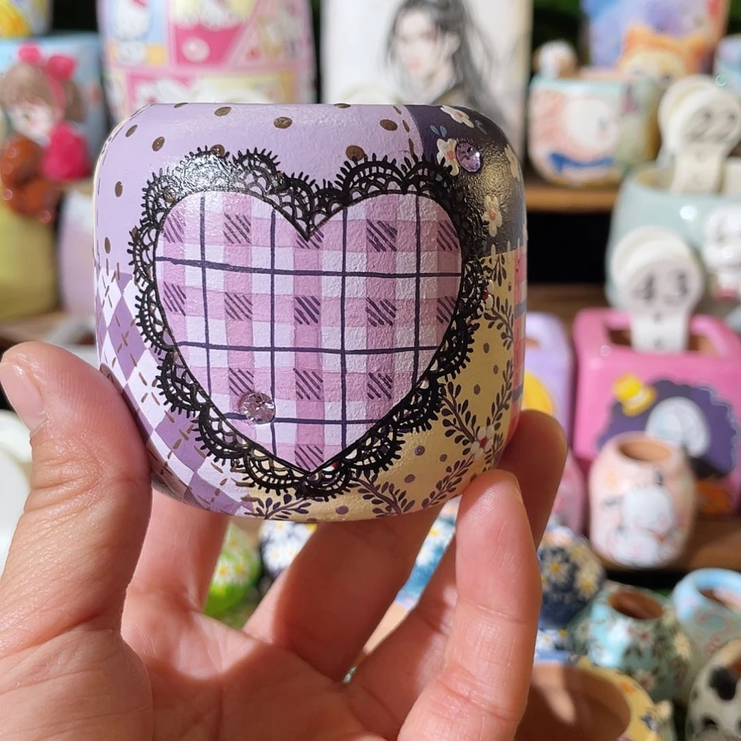 红陶小*羊手工…..手绘紫色爱心